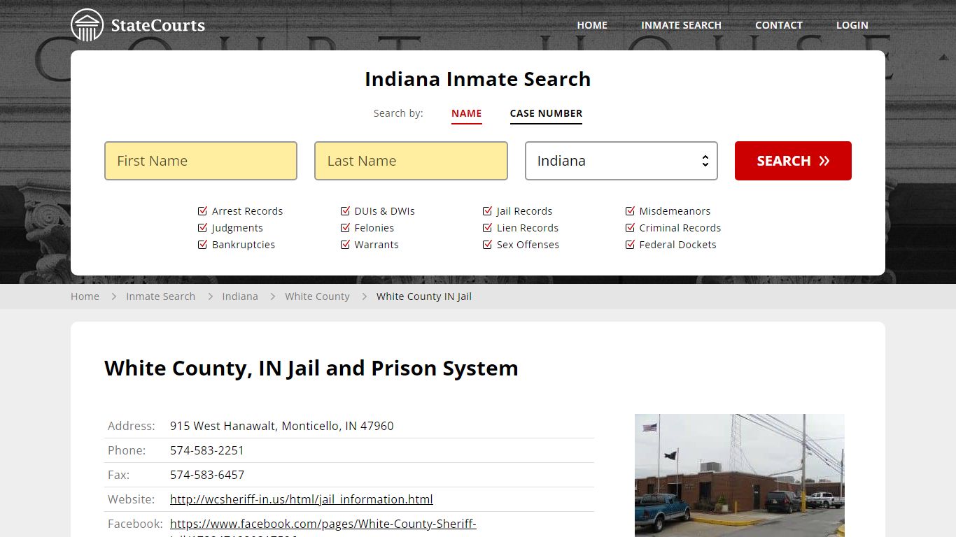 White County IN Jail Inmate Records Search, Indiana - StateCourts